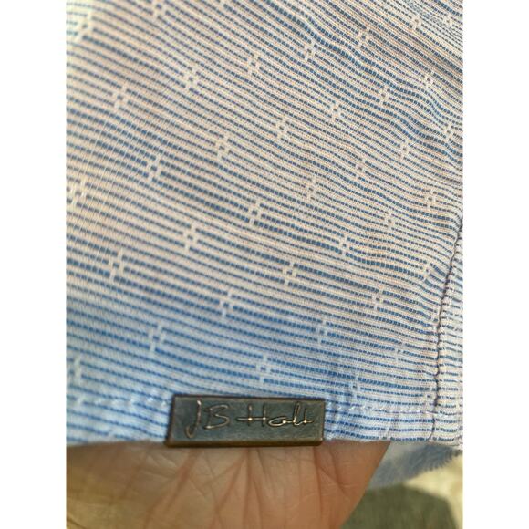 JB Holt Shirt Button Up Contrast Cuffs Blue Performance Stretch Size XL - Picture 9 of 10